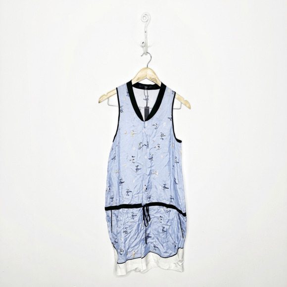 Tibi Blue Silk Pelican Bird Shorts Romper Light blue oversized womens US 2 NWT - Picture 1 of 8